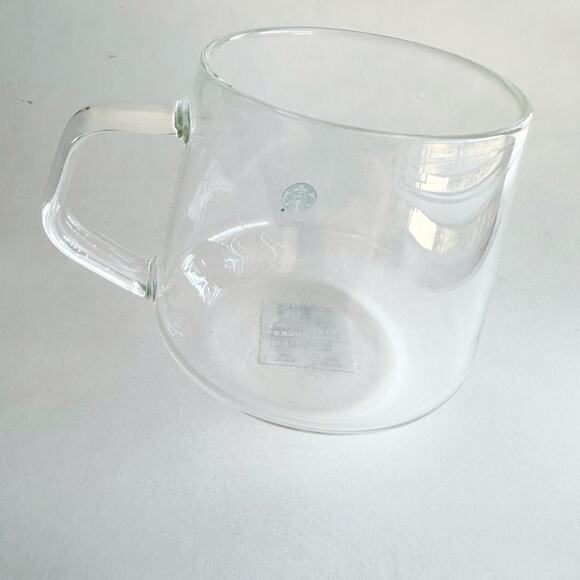 Starbucks Clear Glass Mug 16 oz Modern Minimalist New w/ Sticker Siren Logo - Picture 4 of 5